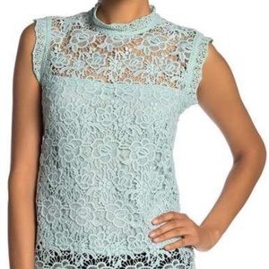 Green crochet lace top
